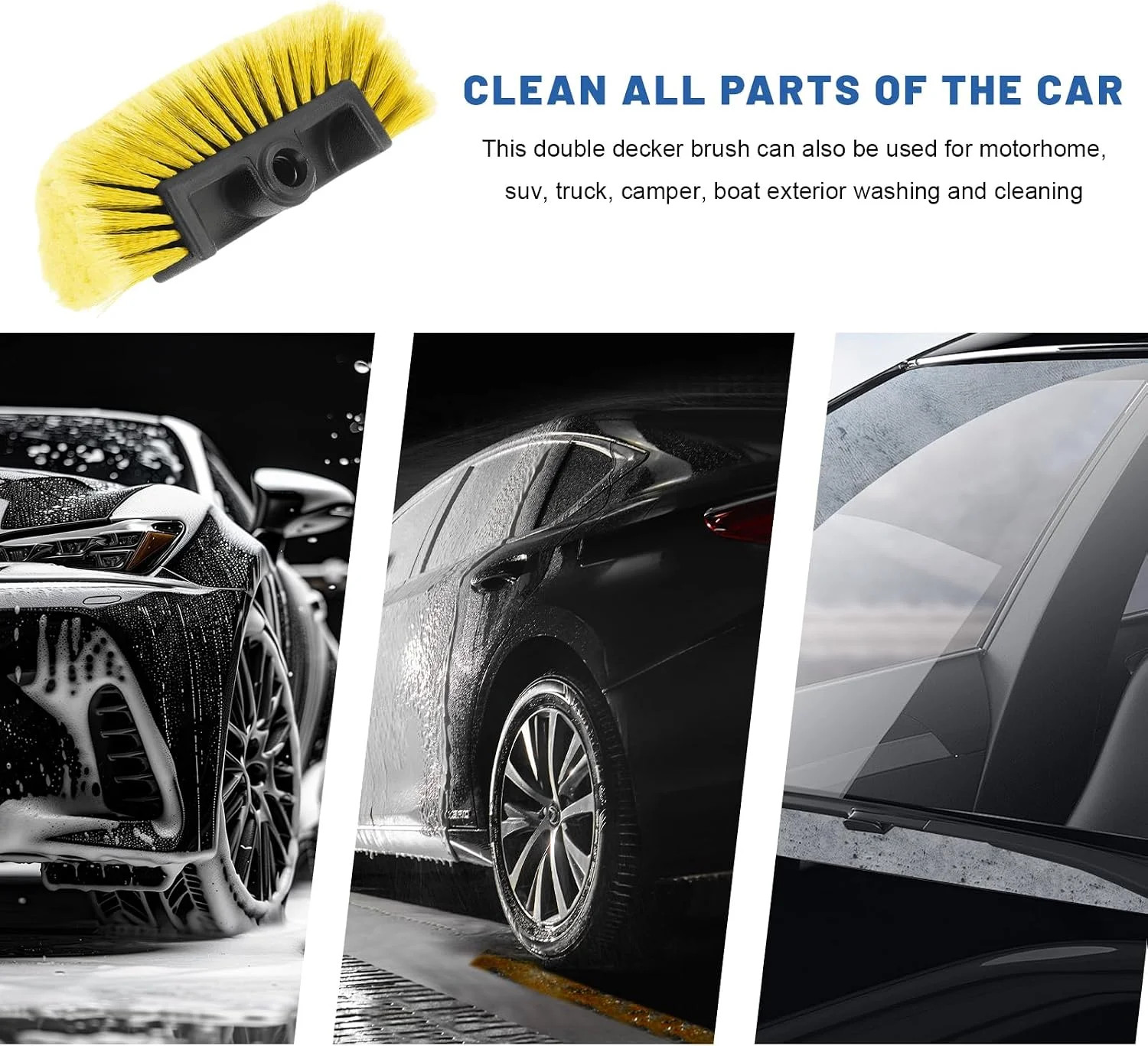 10″ Car Wash Brush Head Super Soft Bristle for RV Boat Truck Auto Walls Cleaning
