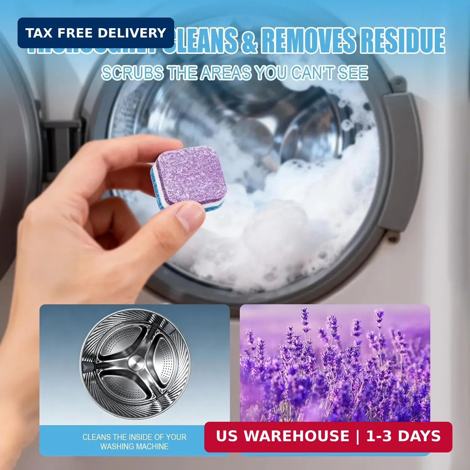 Washing Machine Cleaner Tablets – 24 Pack (12 Month Supply) | HE Compatible for