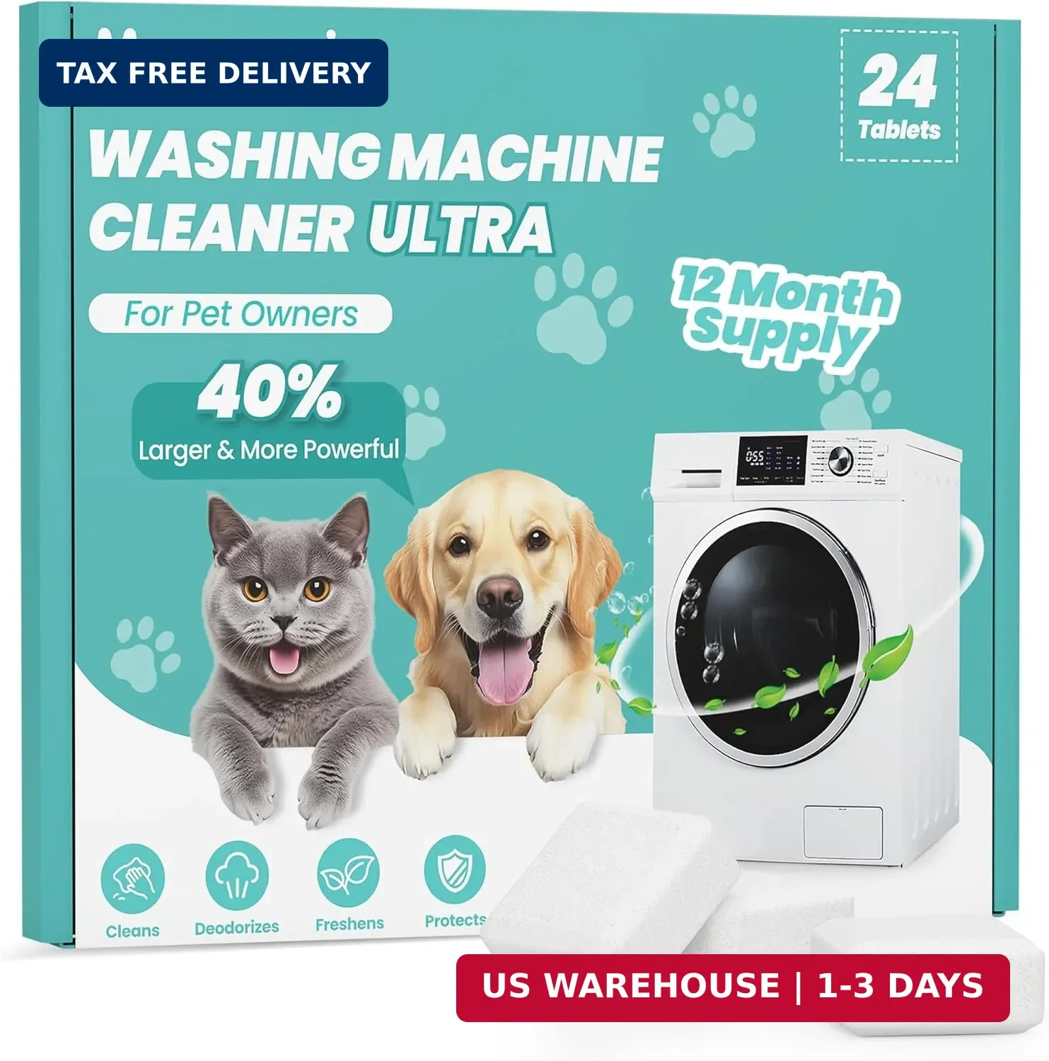 Washing Machine Cleaner Tablets: 40% Stronger Cleaning Power, Deep Cleaning Tabl