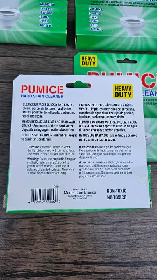 4 X Pumice Heavy Duty Hard Stain Remover Cleaner without Handle Non Toxic Stone