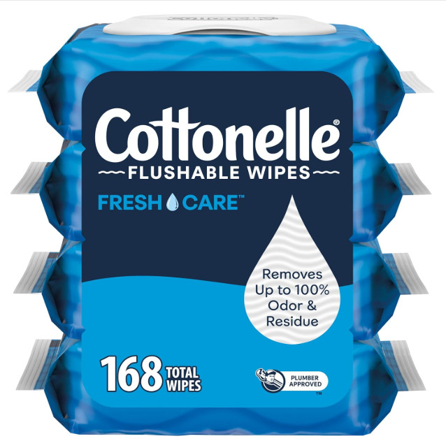 Fresh Care Flushable Wet Wipes,Adult Wet Wipes,4 FlipTop Packs,42 Wipes PerPack