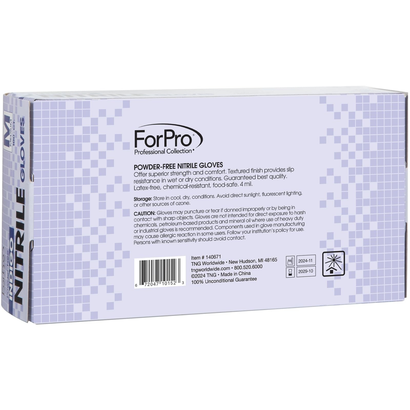 ForPro Disposable Nitrile Gloves, Chemical Medium (Pack of 100), Indigo