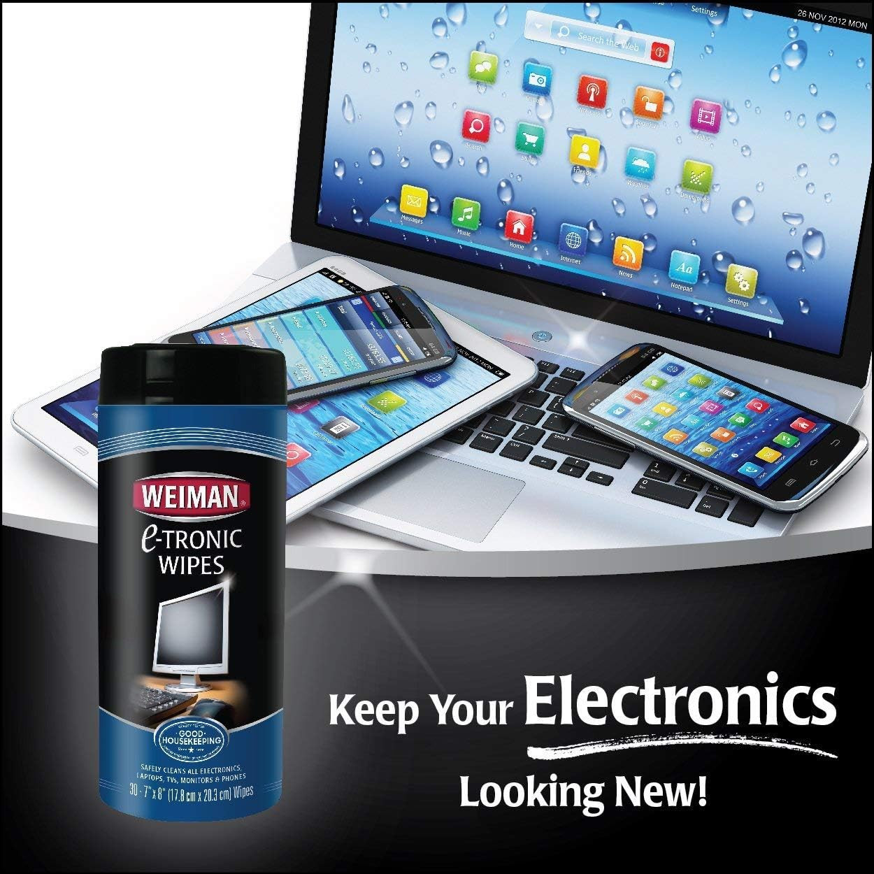 Electronic Wipes Canister 30 Count (Pack of 2)
