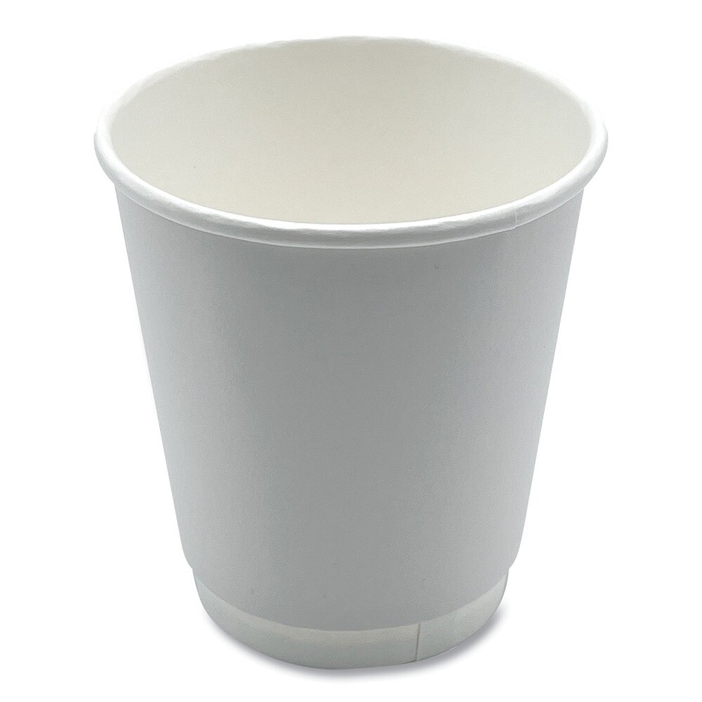 Boardwalk DW10HCUP 10 oz. Double-Walled Paper Hot Cups – White (500/CT) New