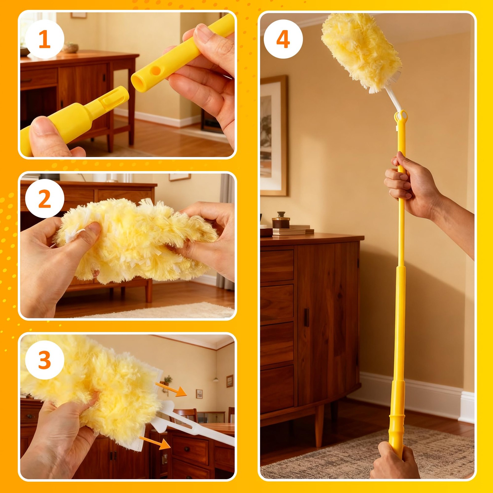 Duster Refills for Swiffer 100 Count with 1 Handle Heavy Duty 4XMicrofiber 360°