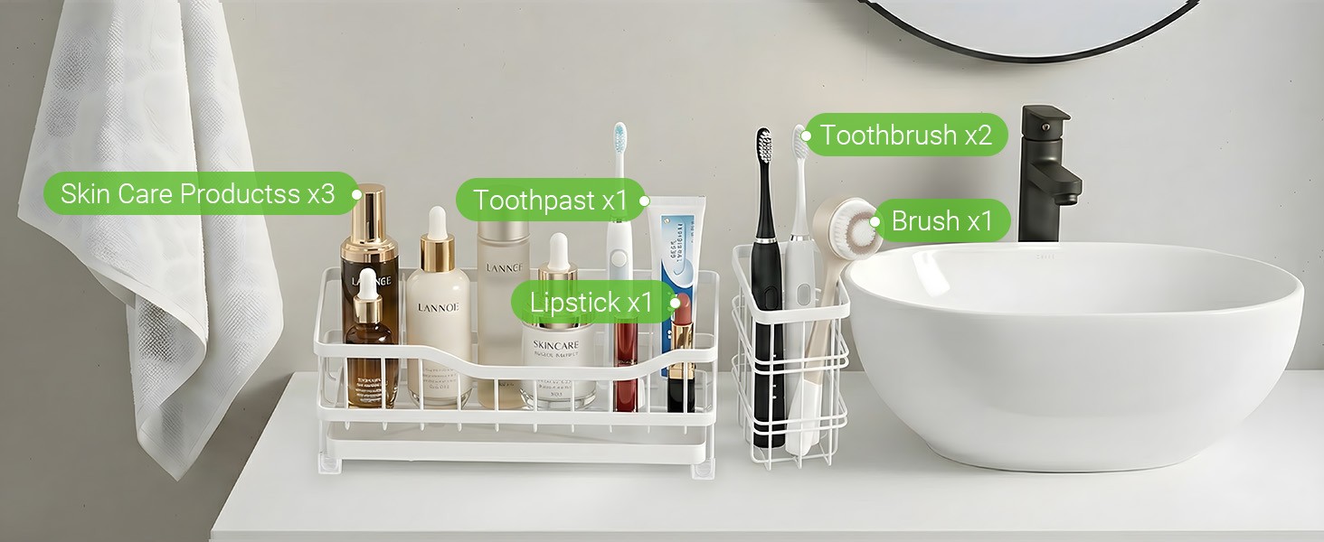 Sponge Holder for Kitchen Sink, Rustproof Sink Caddy Organizer with Dish Brush