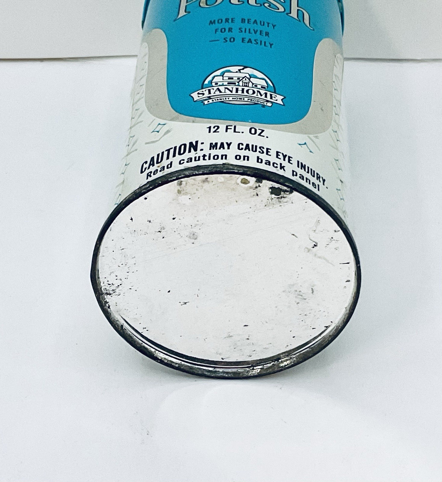 VINTAGE STANHOME LIQUID SILVER POLISH 12 FL OZ LIGHT BLUE TIN CAN