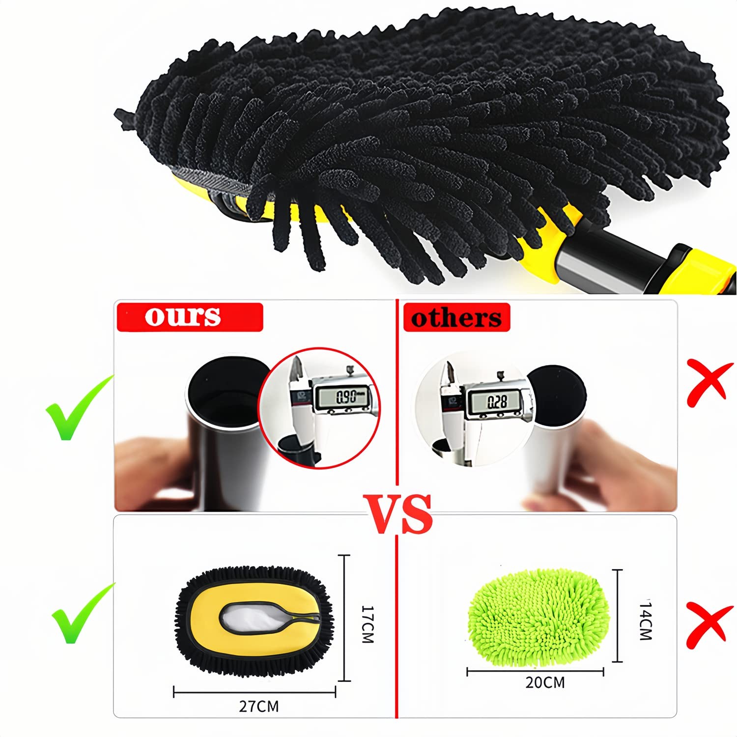 Upgrade Car Wash Brush Mop with Long Handle,Microfiber Mitt Car Cleaning Supp…