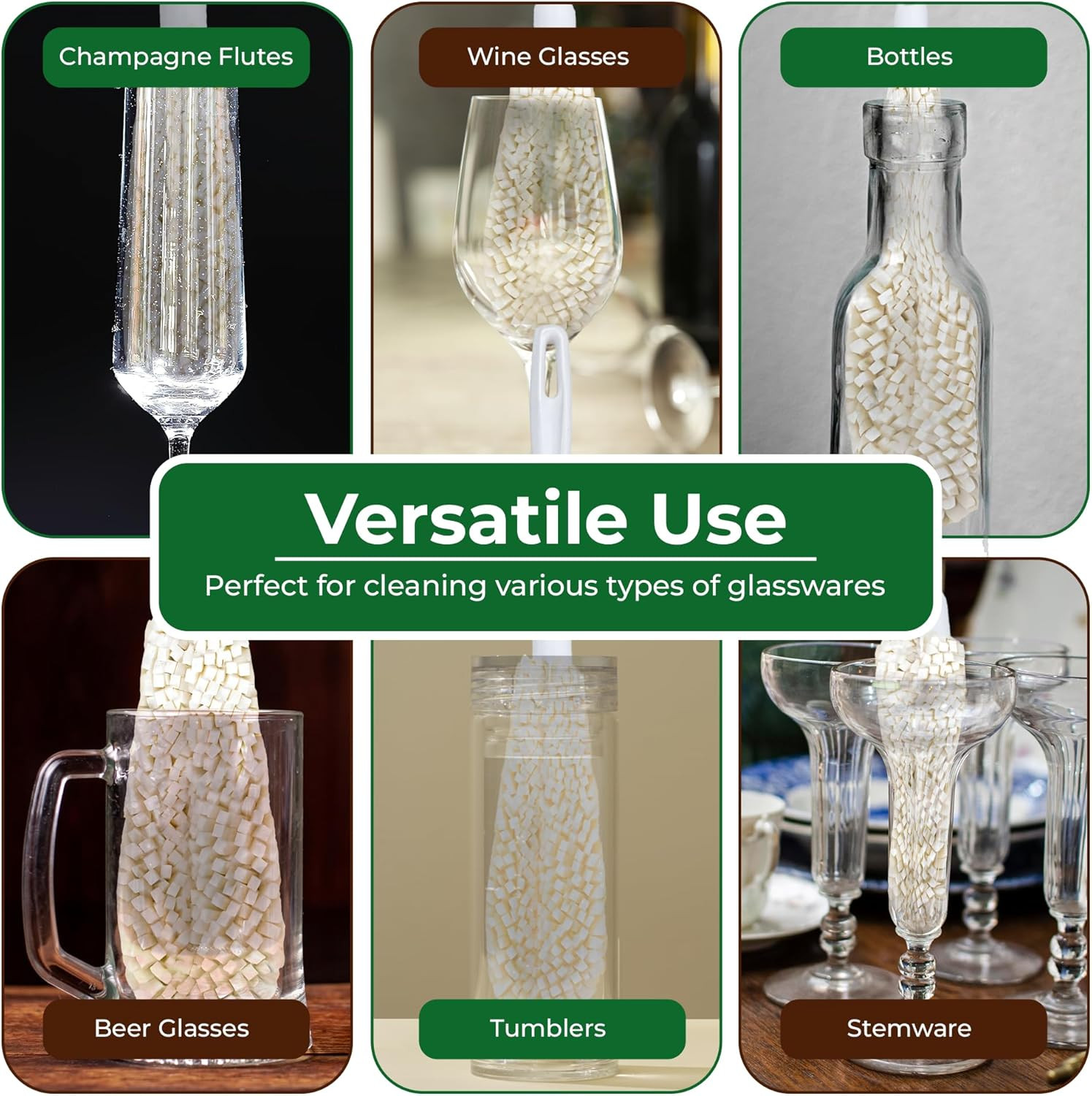 Wine Glass Cleaning Brush – Soft Non-Scratch Foam Bristles, Dishwasher Safe – Fl