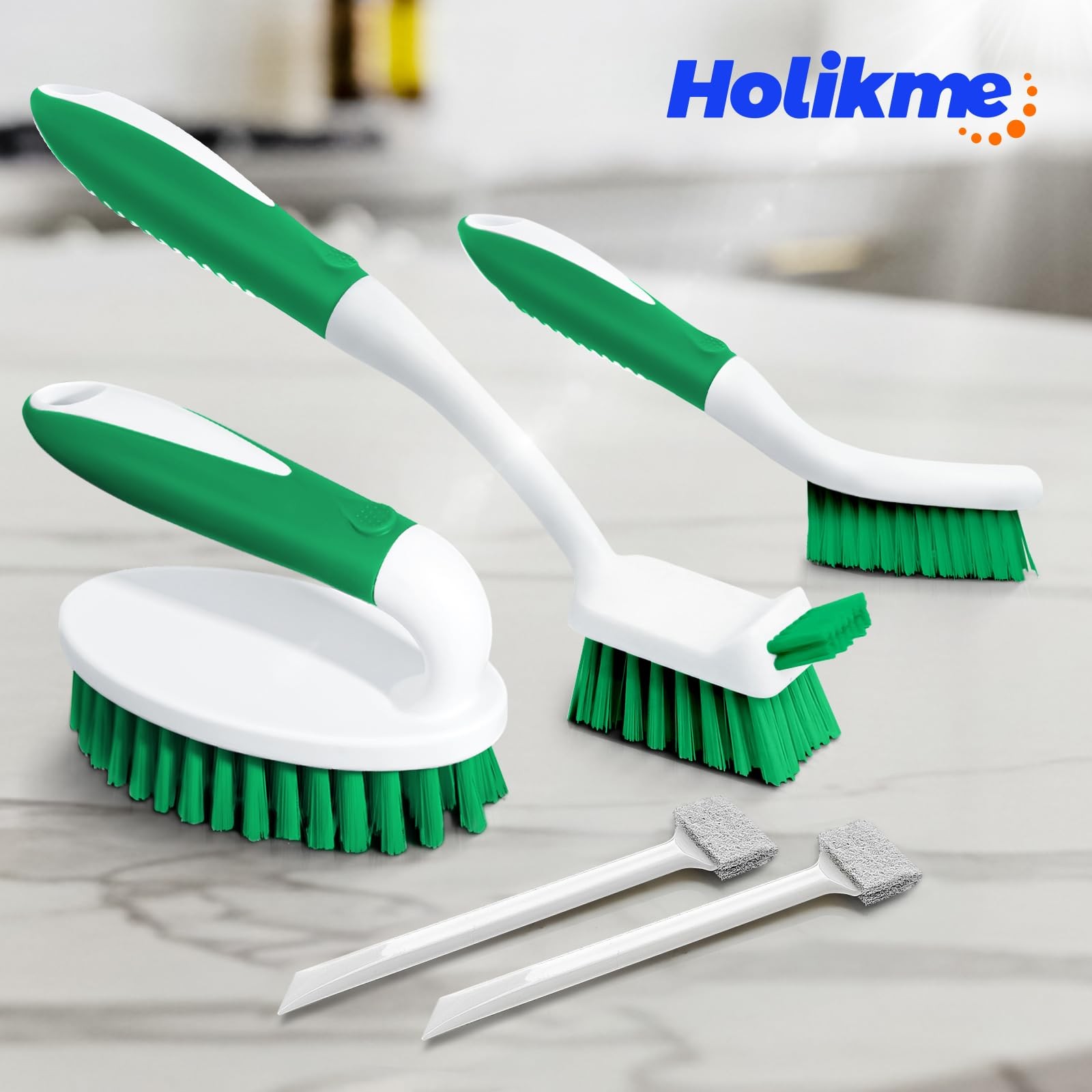 Holikme Deep Cleaning Brush Set, 5 Brushes for Kitchen, Bathroom, Tile, Grout