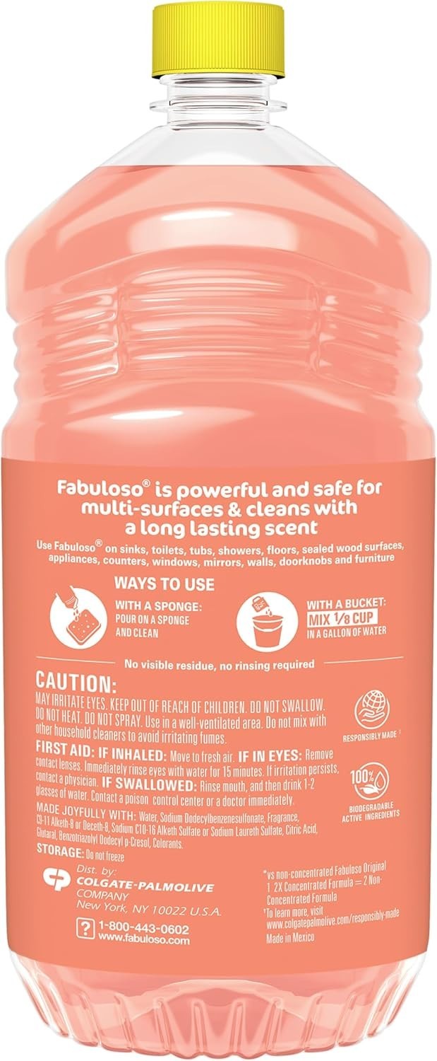 Multi-Purpose Cleaner, 2X Concentrated Formula, Floor Cleaner, Peach Scent, 5…