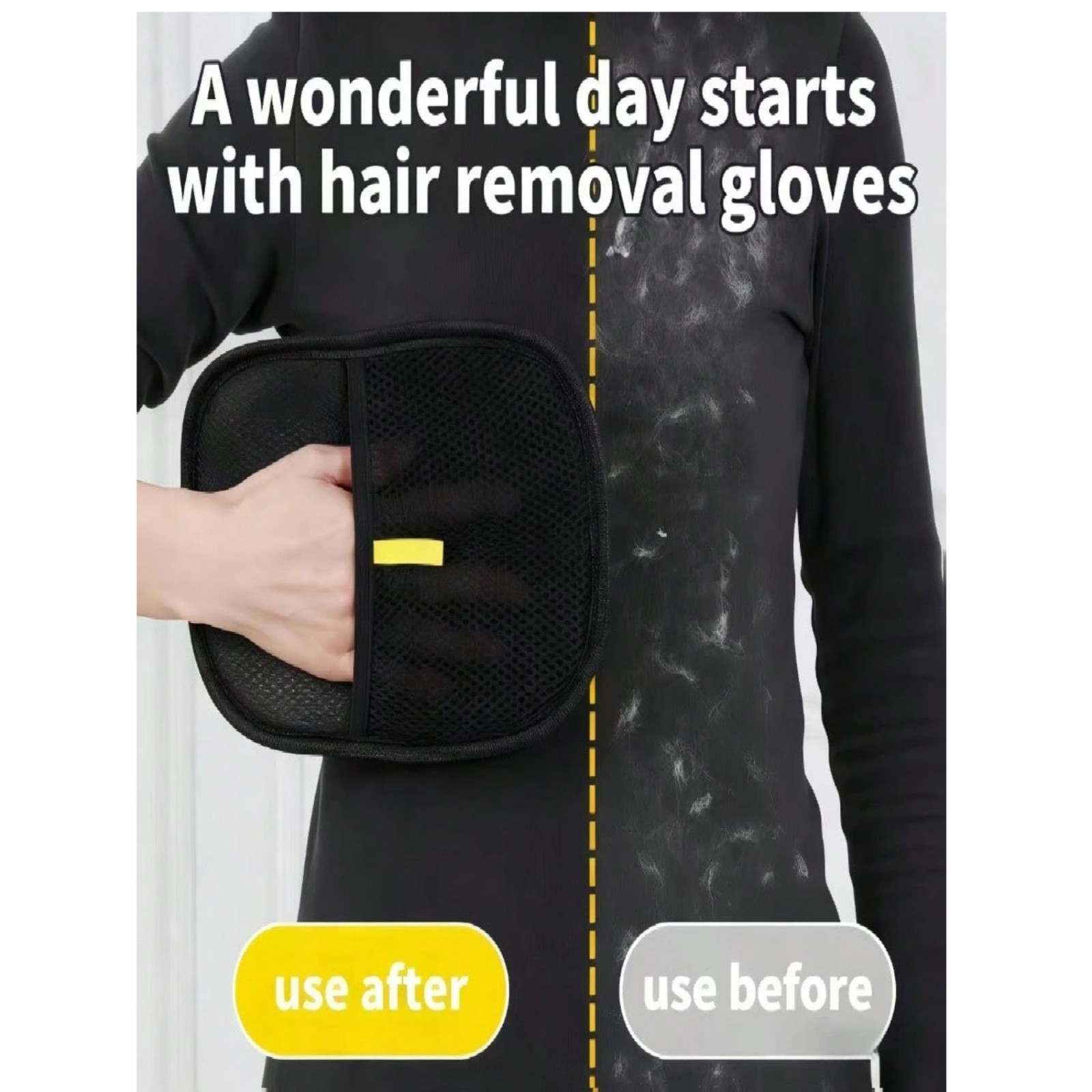 Pet Depilation Gloves Electrostatic Fur Remover For Carpet Sofa Furniture Black