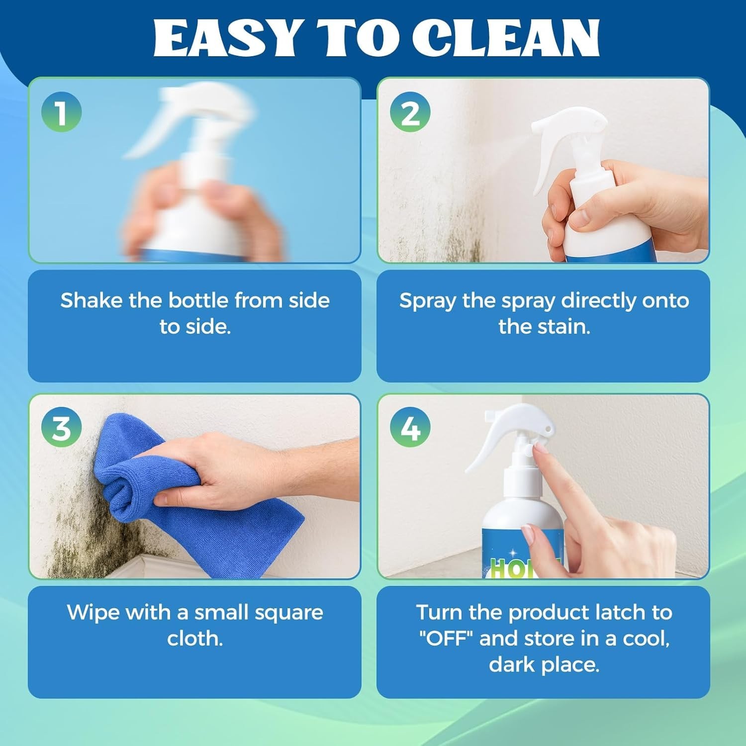 Multipurpose Wall Cleaner Spray – Mold Stain Cleaner for Home Surfaces – Bathroo