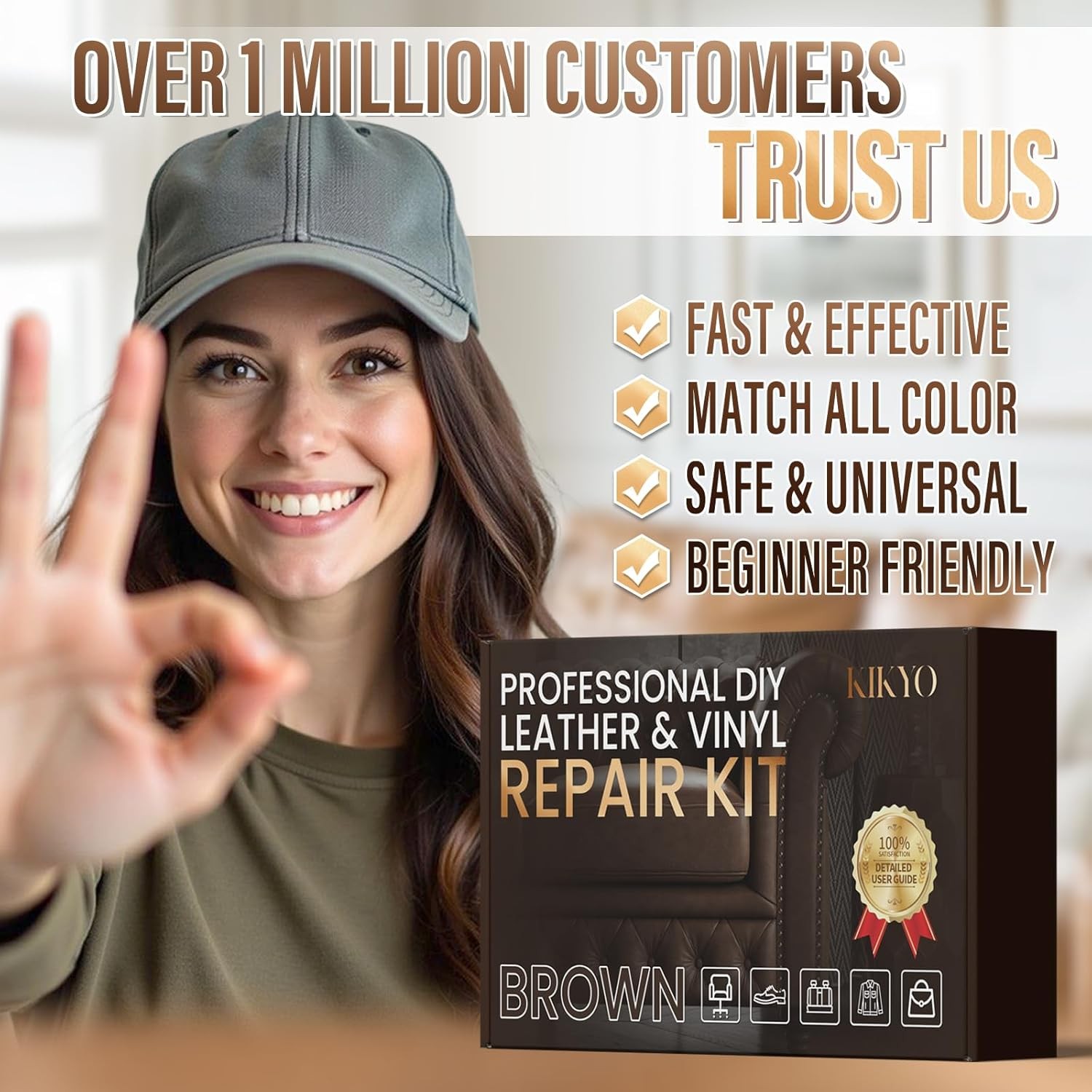 Brown Leather Repair Kit, Faux Leather Chair & Couch Repair Color: No.02 Brown