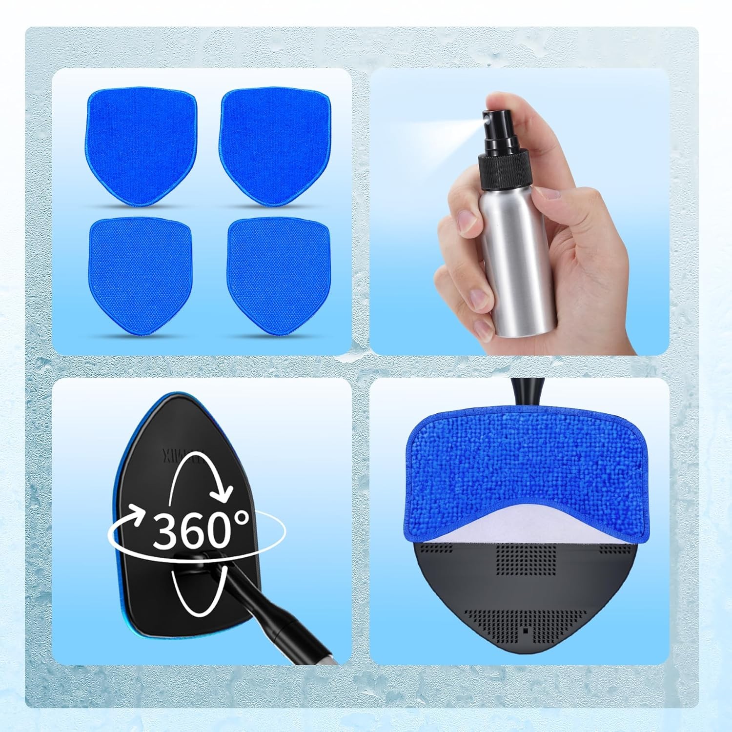 Reusable Microfiber Windshield Cleaning Kit Car Window Cleaner Tool with Glass
