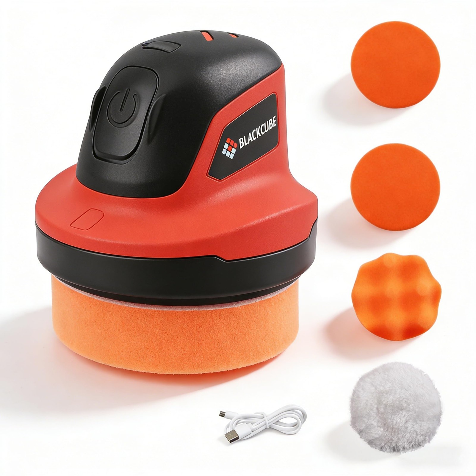 Cordless Car Polisher 230 RPM, USB Rechargeable Auto Buffer, 5Pad Detailing Kit