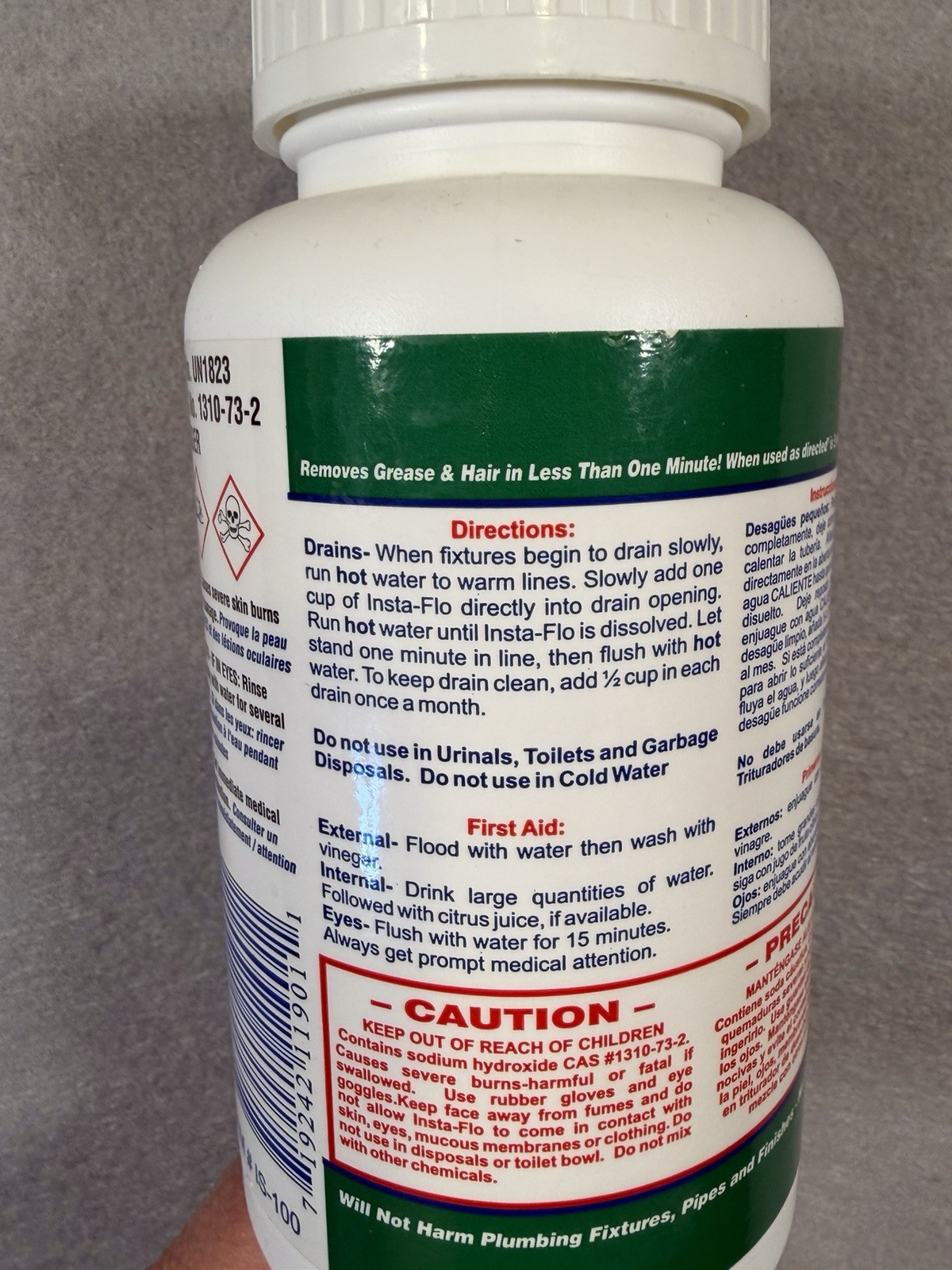 Insta-Flo Odorless Clog Remover Powder 1 lb Sink/Drain Safe for Plumbing