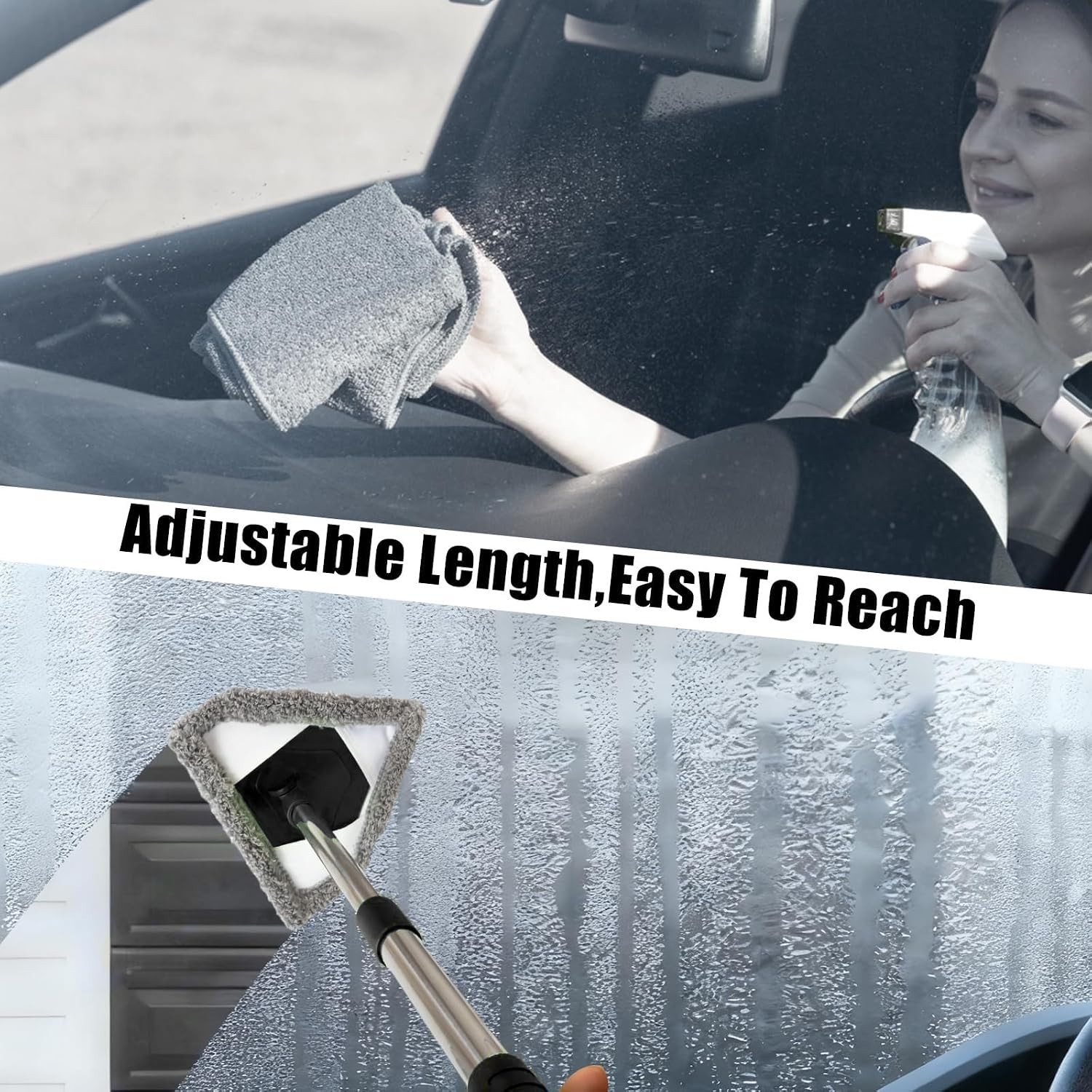 Windshield Car Cleaning Tool, 13-16.7-inch Extendable Handle with 180-Degree …