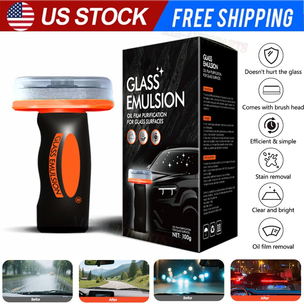 180ml Automotive Cleaner Oil Film Remover Cleaning Brush for Car Window Glass