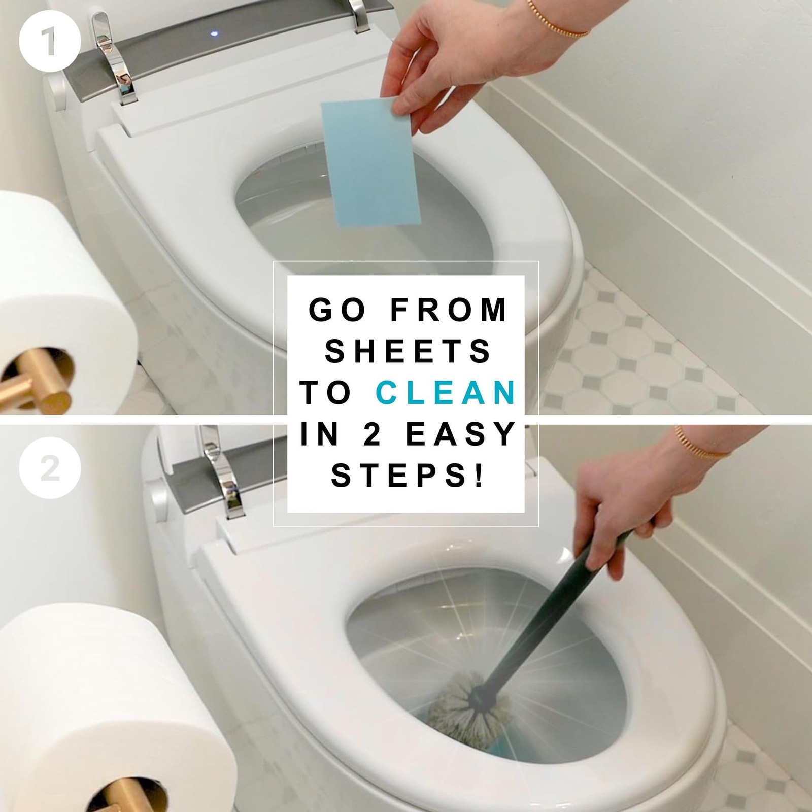 : Dissolvable Toilet Bowl Cleaner Sheets (No Bottles, Easy Clean, Quick-Disso…
