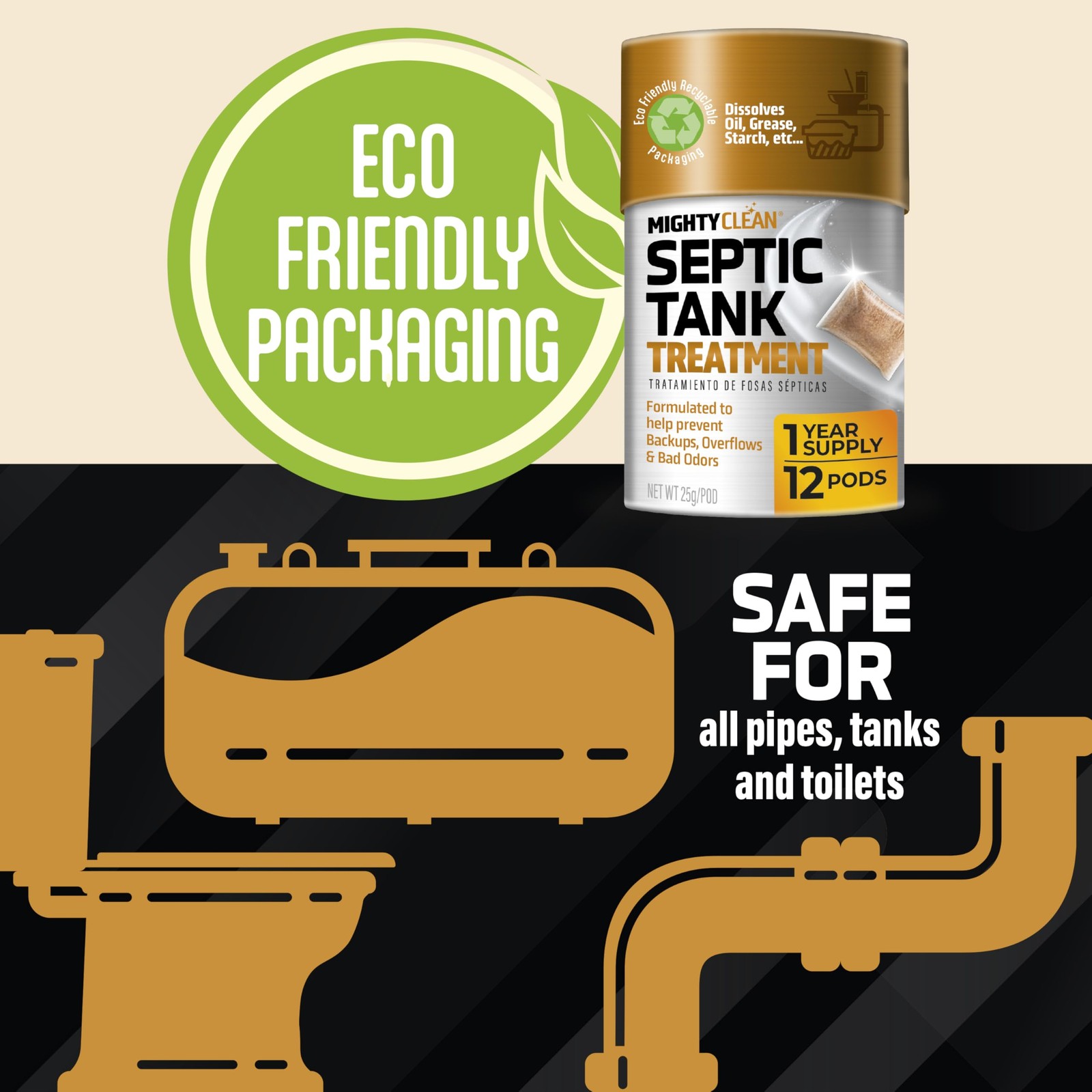 Septic Tank Treatment – 12 Pods, 1 Year Supply – RV Toilet Treatment – Dissol…