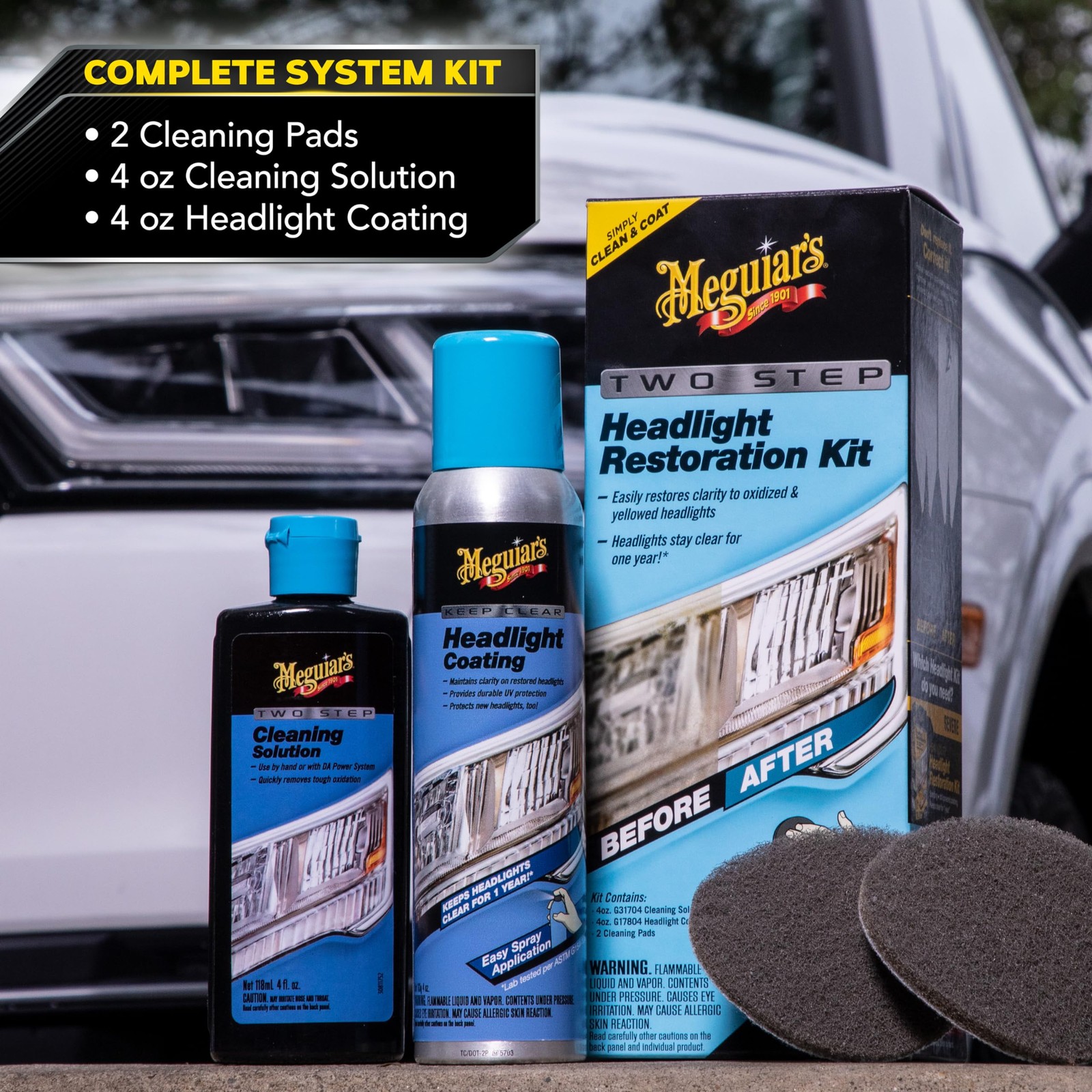 Headlight Restoration Kit Restore Clear Plastic Cleaner Coating 4 Count Restorer