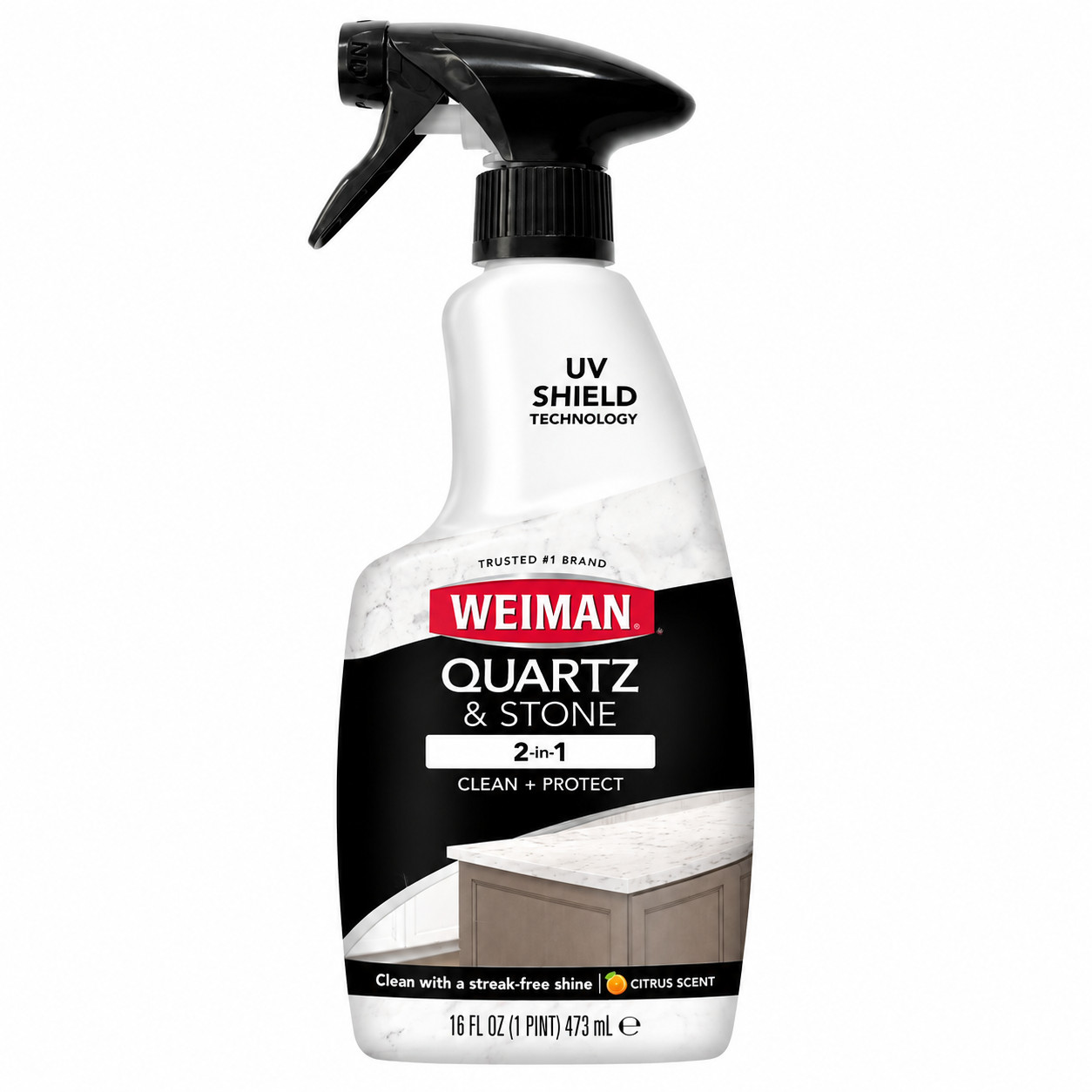 Weiman 2-in-1 Quartz & Stone Countertop Cleaning Spray, Citrus Scent, 16 fl oz