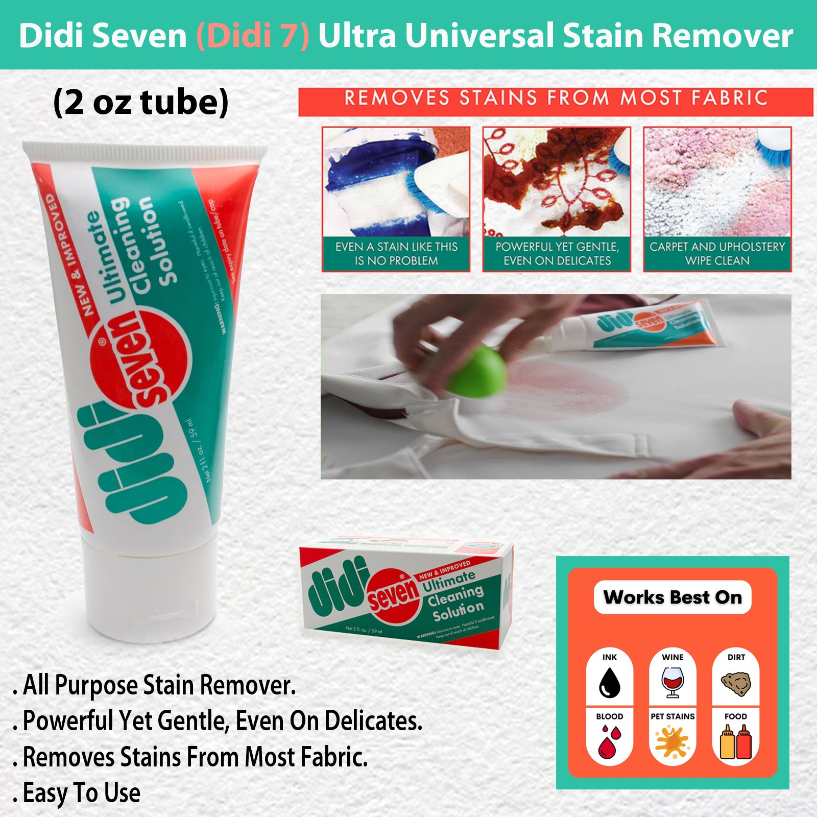 Didi Seven (Didi 7) Ultra Universal Stain Remover (2 oz tube)