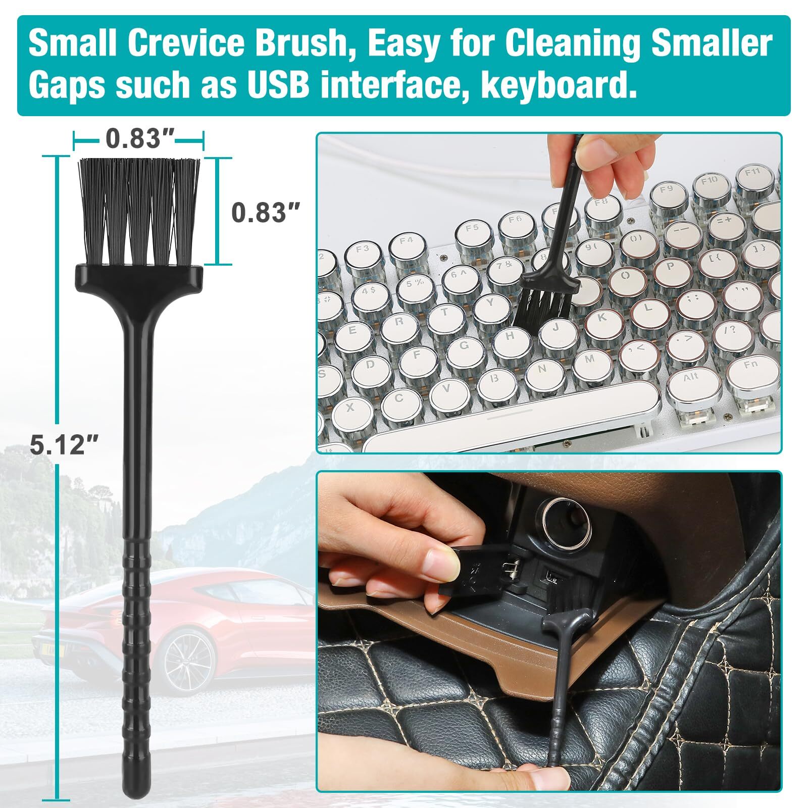 Car Interior Duster Detailing Cleaning Gel Brushes Kit Soft Dust Detail Crevice