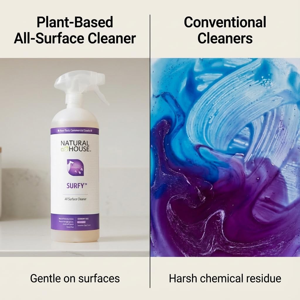Natural House Surfy – Plant-Based Enzyme All-Purpose Cleaner Spray – Multi-Su…