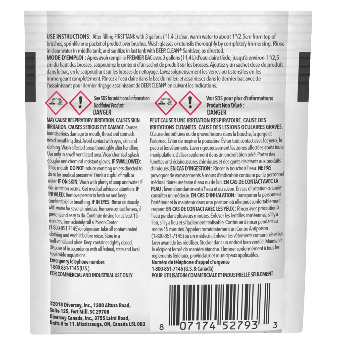 Sealed Air Beer Clean Manual Brush Beer Cleaner, 0.5 oz., Powder | 100 Pack/Case