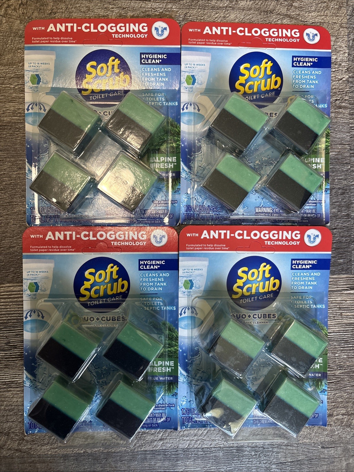 Soft Scrub In-Tank Toilet Cleaner Duo-Cubes, Alpine Fresh, 4ct, Pack of 4