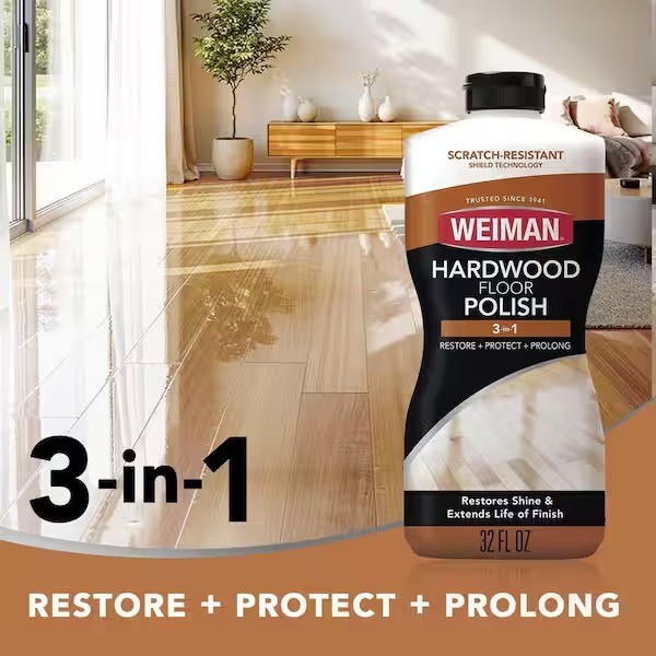 Weiman 32 oz. Hardwood Floor Polish and Restorer High-Traffic, Scratch Resistant