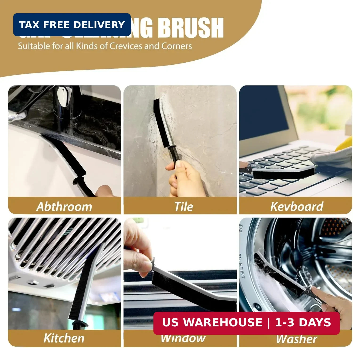 8Pcs Crevice Cleaning Brushes for Household Use, Grout Cleaner Brush, Hard Brist