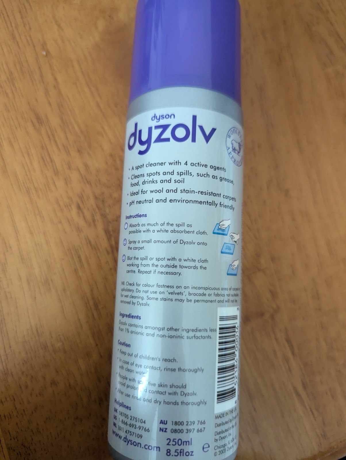 Dyson Dyzolv Spot Cleaner 8.5 oz Bottle For Carpets And Rugs NEW