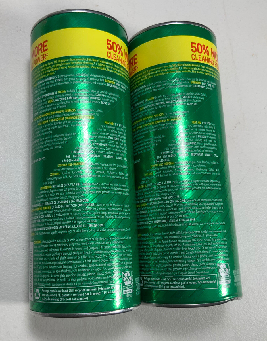 (2) Comet Cleaner With Bleach Kitchen Bathroom Cleaner 21oz