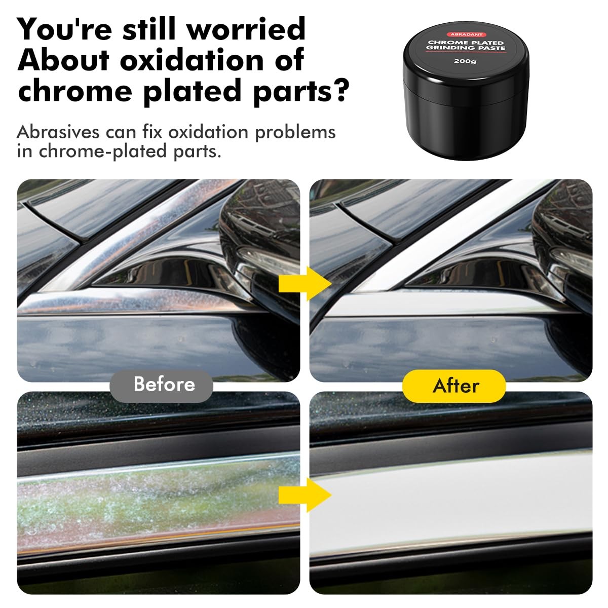 Metal Polish Cleaner for Cars – Restores Chrome, Aluminum, Stainless Steel – 7Oz