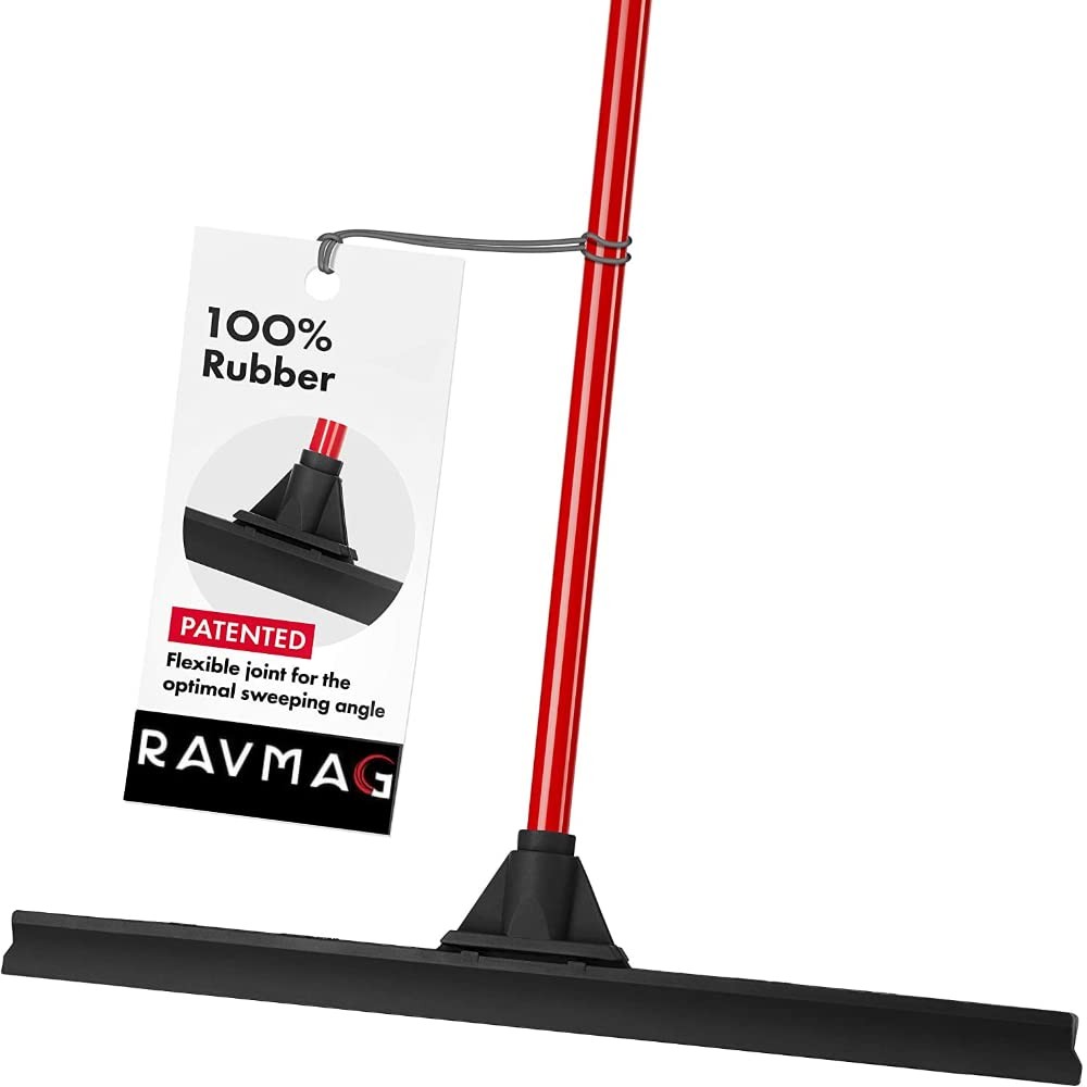 Heavy-Duty Floor Squeegee – Large 24″ Wide Blade & 55″ 1PC Long Handle Profes…