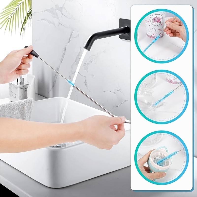 Water Bottle Cleaning Brush Set W/ Extended Handle Nylon Bristle Deep Clean Kit