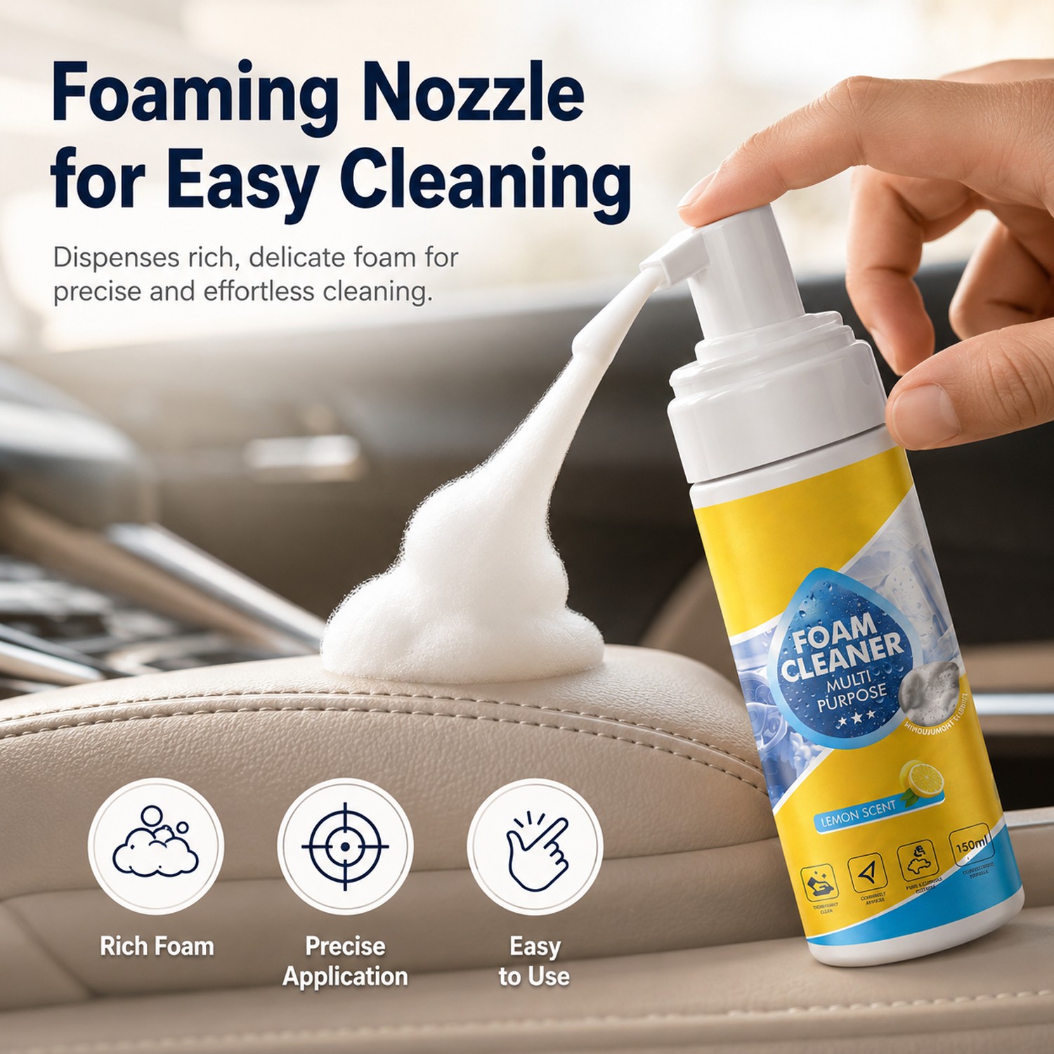 New 4-in-1 Multi-Enzyme Foam Cleaner, All-Purpose Spray 5oz with Sponge & Towel