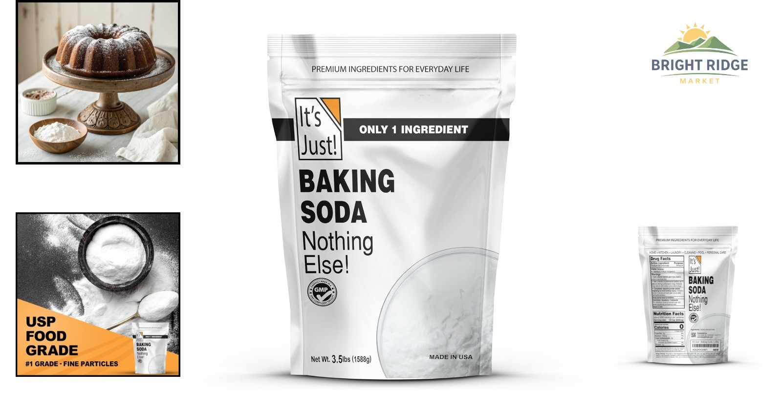 Sodium Bicarbonate 100% Pure, 56 Ounce for Baking, Cleaning, and Deodorizing