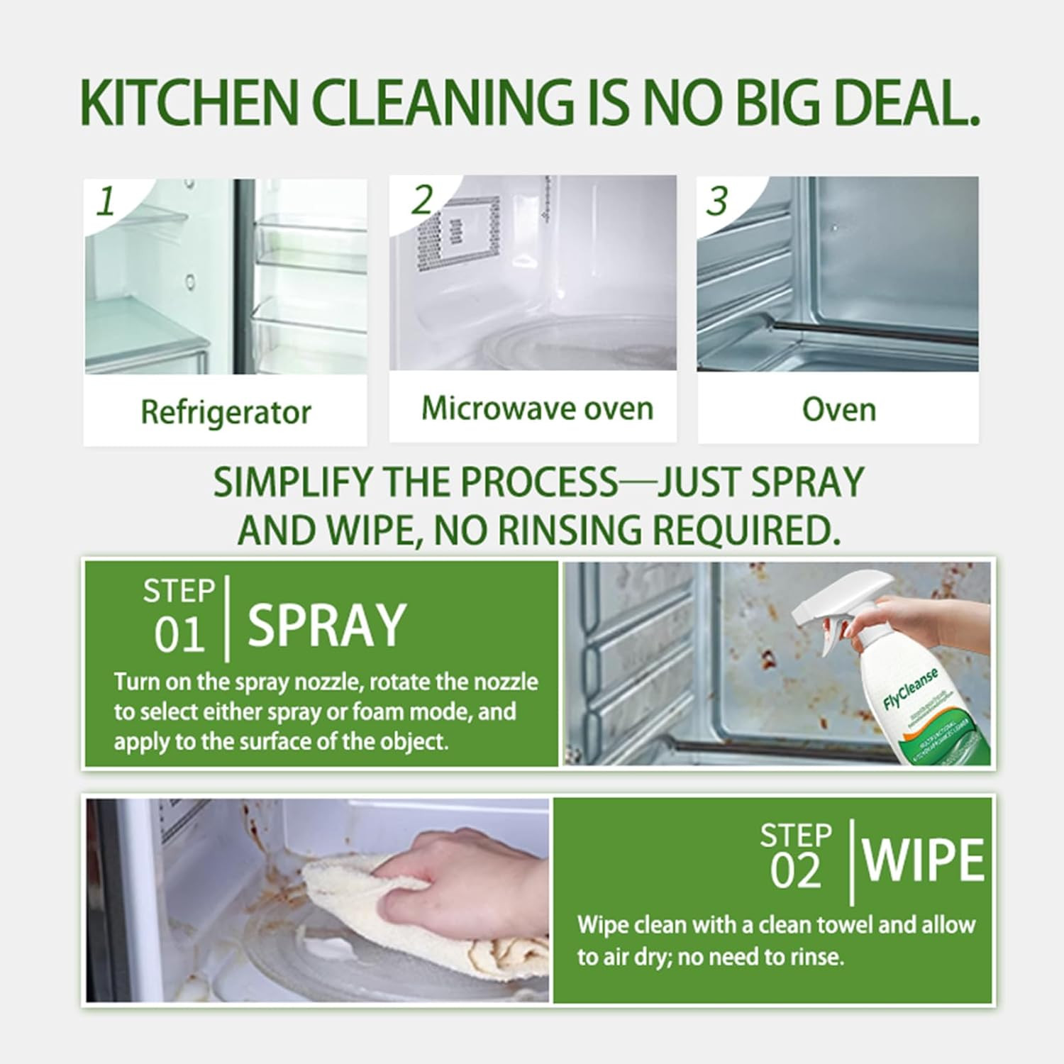 Ion Kitchen Cleaner Stain Remover Spray, Kitchen Multi-Purpose Foam Cleaner Spra