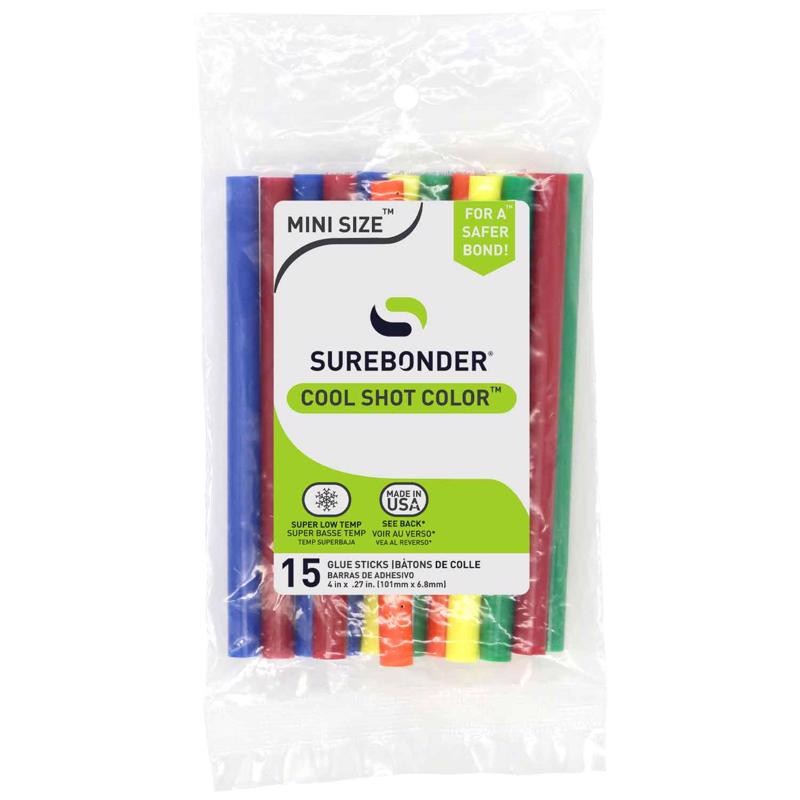Surebonder CS-15VC Cool Shot Assorted Color Mini Glue Sticks 4 x 0.27 in.