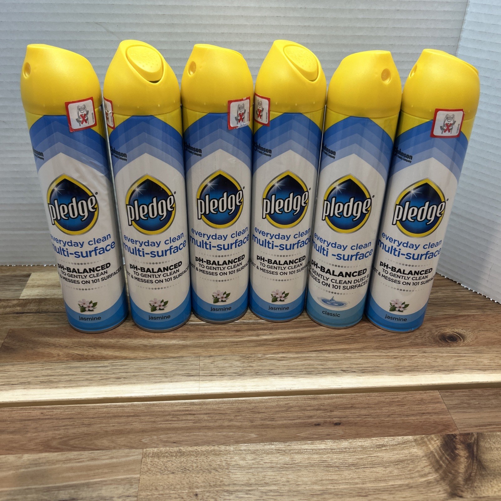 Lot Of 6 Cans Pledge Multi-Surface Jasmine Scented dusting polish large cans