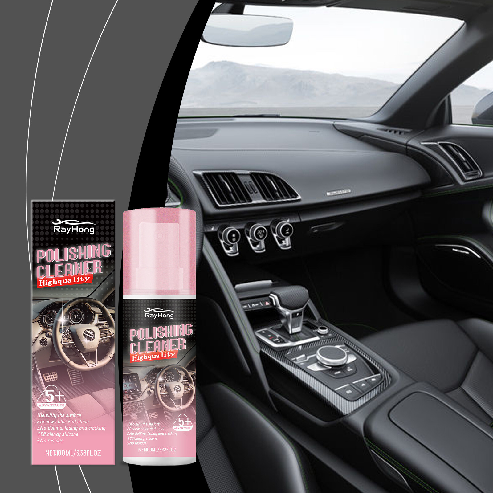 Car Interior Cleaner – 100ml Car Interior Cleaner, Vehicle Interior Polish-US