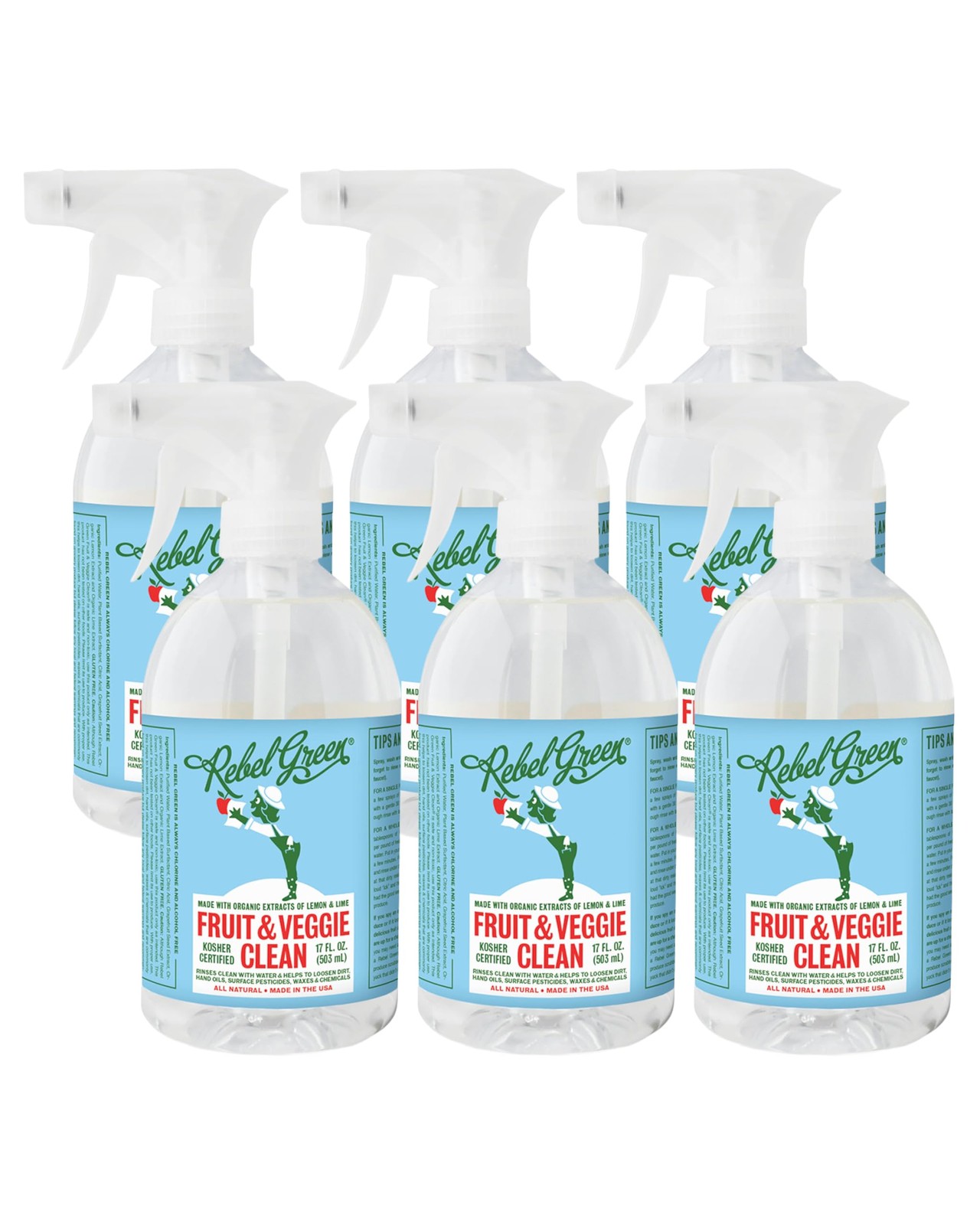 Rebel Green Fruit & Veggie Clean PlantBased Produce Cleaner Natural Fruit a…