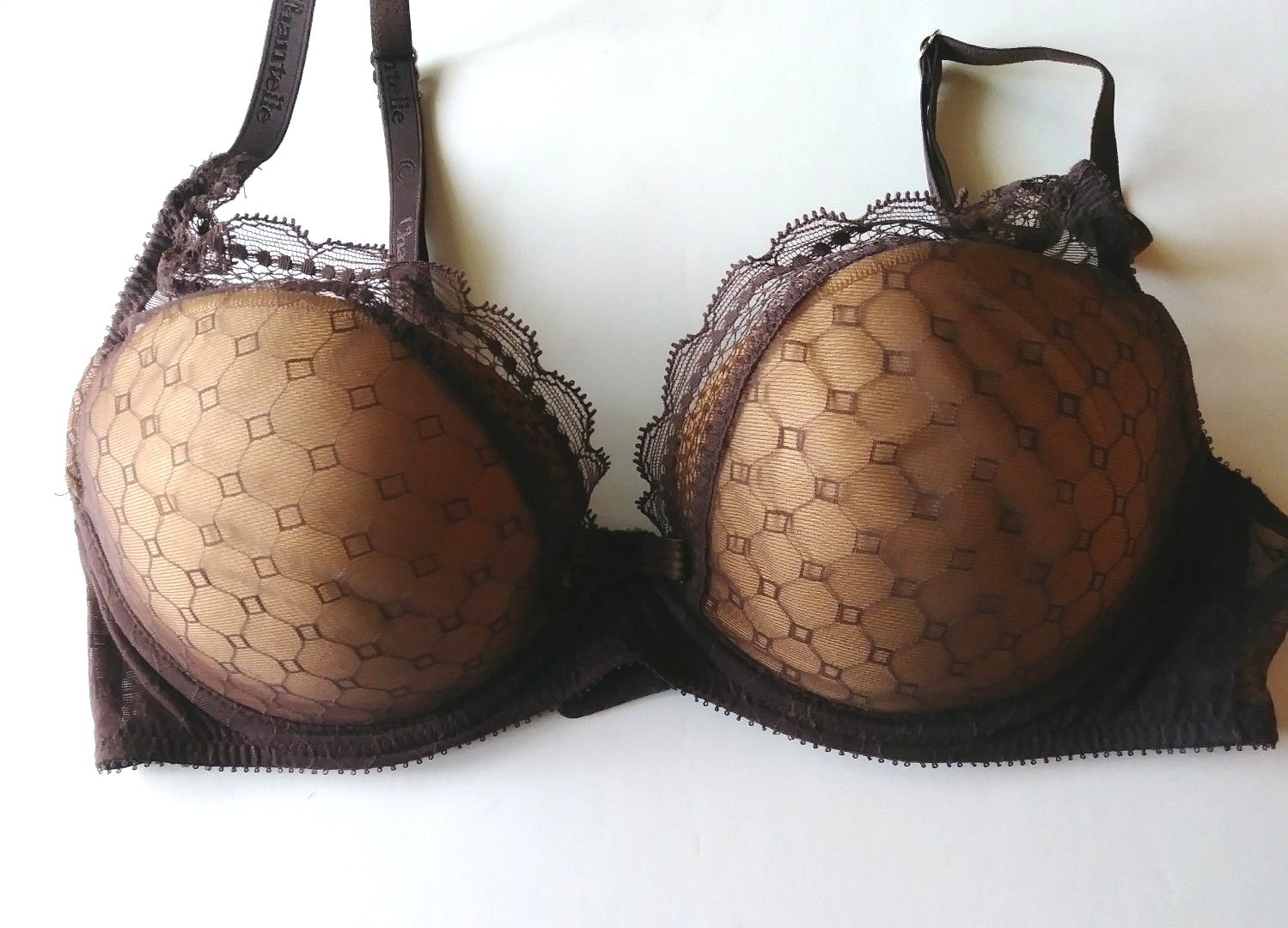 CHANTELLE CHIC PUSH-UP PLUNGE UNDERWIRE REMOVABLE PADS BROWN SIZE 32-D STY#36460