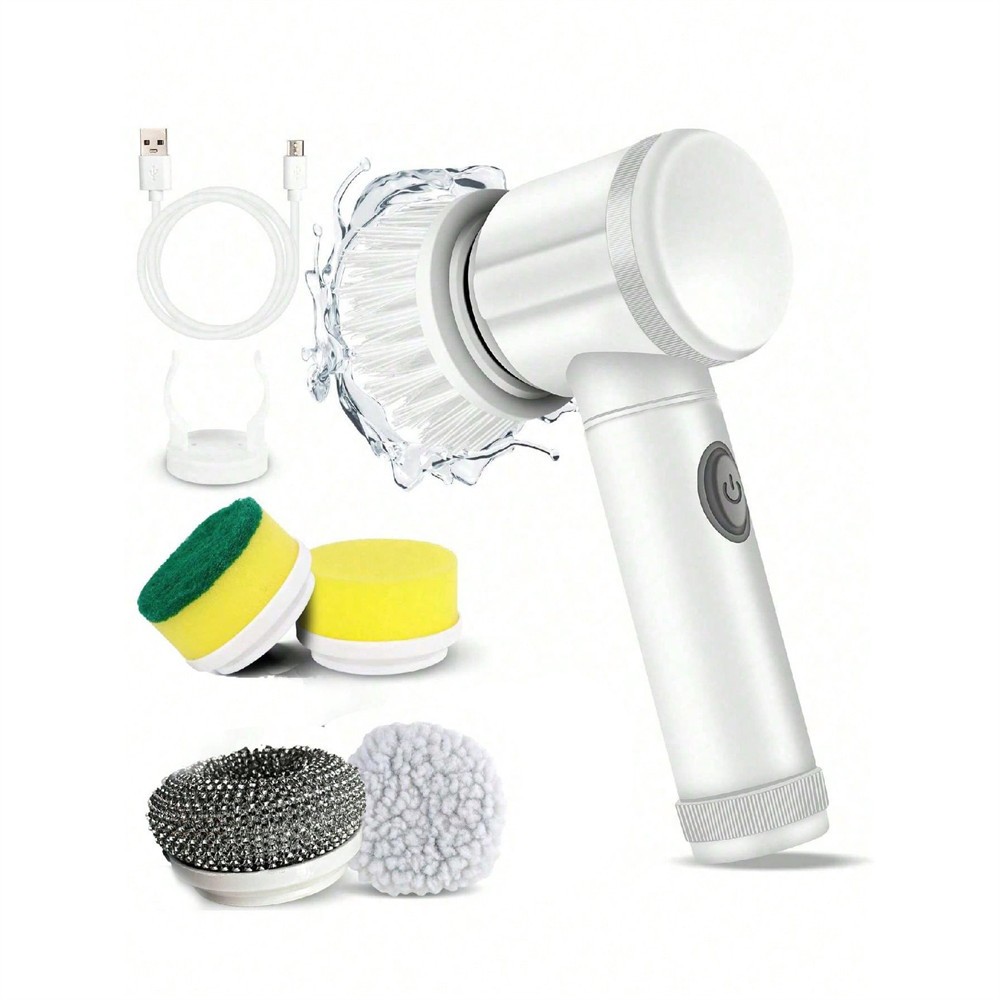 Electric Spin Scrubber Cordless – 5 Brush Heads, Multi-Function Cleaner for Tile