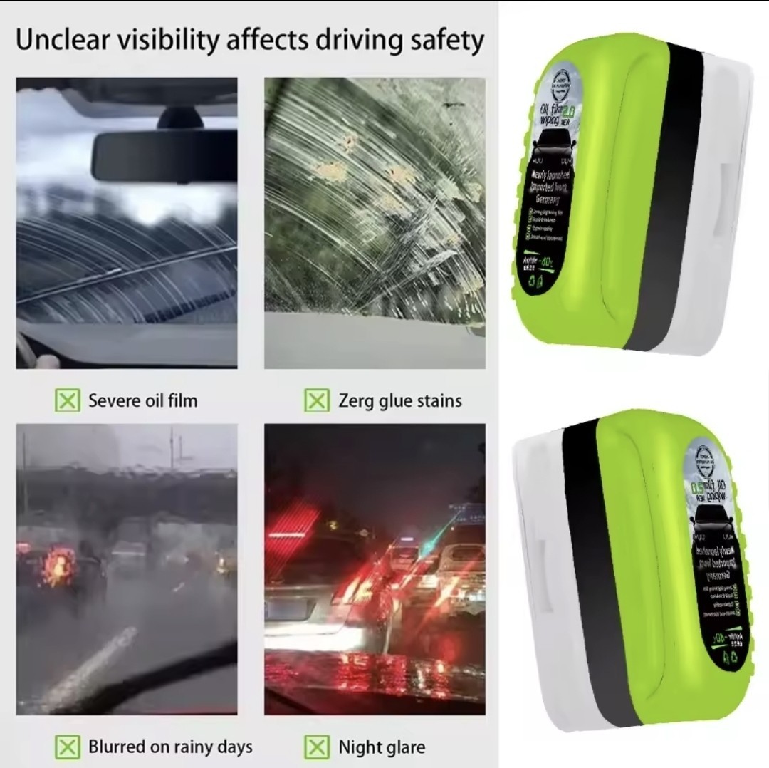 Car Glass Oil Film Remover Brush – Windshield Deep Clean Scrubber Window Cleaner