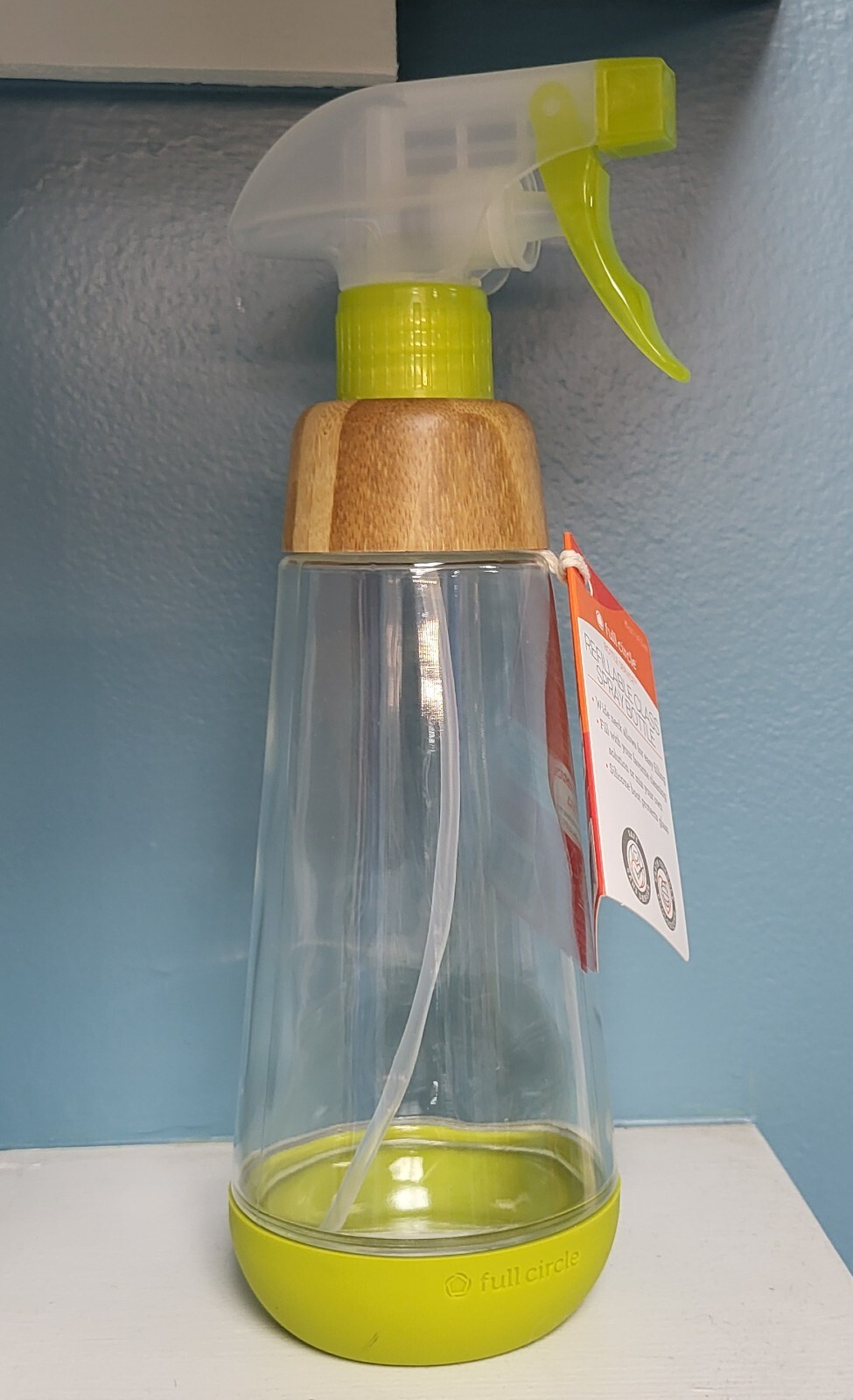 Full Circle Refillable Glass 16oz Spray Bottle with Silicone Boot